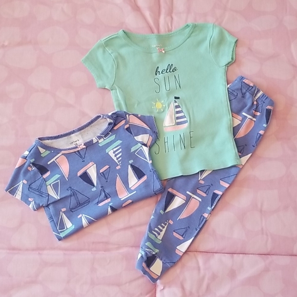 Carter's Other - Carter's Baby Girl Blue Sailboat Pajama Set of 3